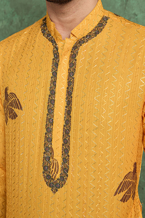 Haldi Special Mustard Yellow Kurta Pajama For Male