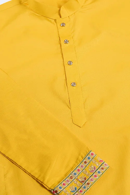 Designer Yellow Cotton Kurta With Koti Jacket Online