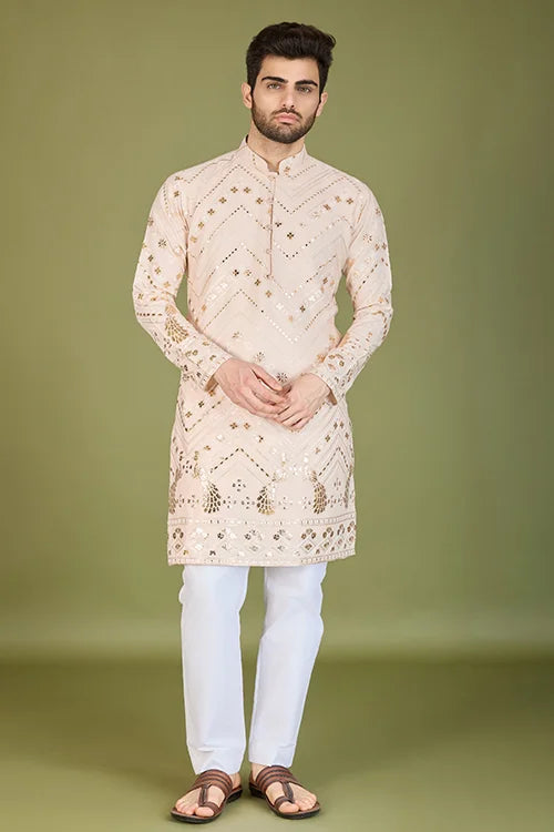 Stylish Ivery Silk Kurta For Special Occasions
