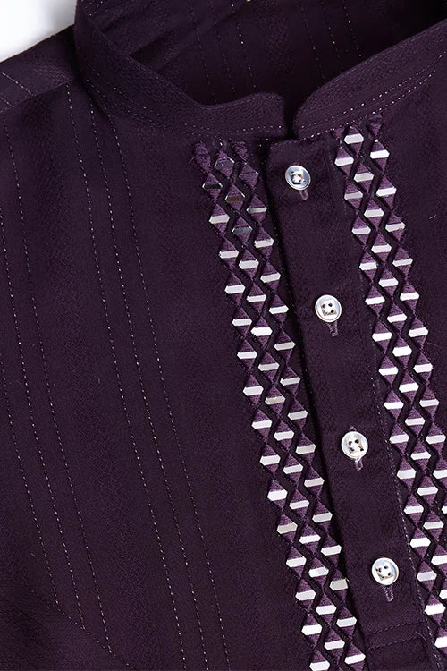 Purple Viscose Designer Kurta With Pant & Dupatta