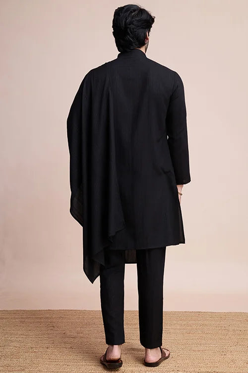 Black Viscose Designer Kurta With Pant & Dupatta