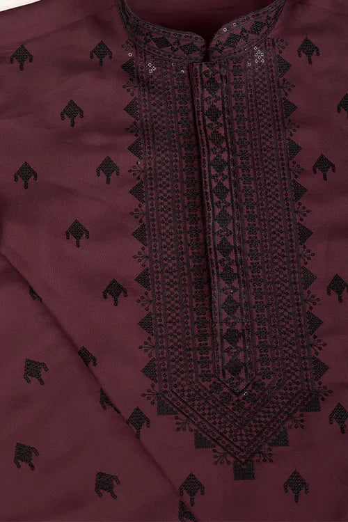 Designer Maroon Viscose Silk Kurta For Men Online