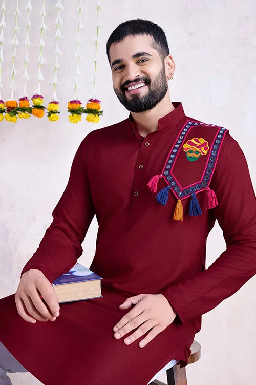 Maroon Color Navratri Special For Mens Wear Collection