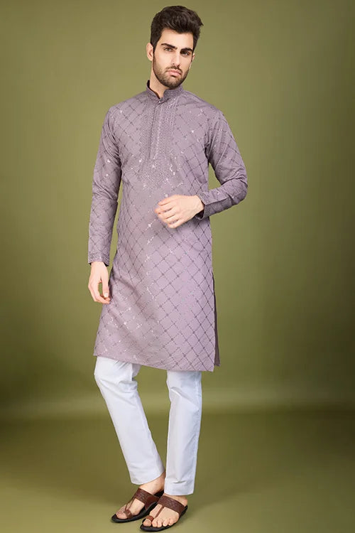 Dusty Peach Viscose Silk Kurta Elegant Festive Wear