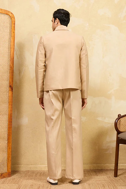 Premium Beige Bomber Jacket Set Special Mens Wear