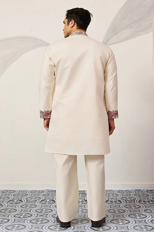 Traditional White Designer Kurta Pant Set For Mens Wear