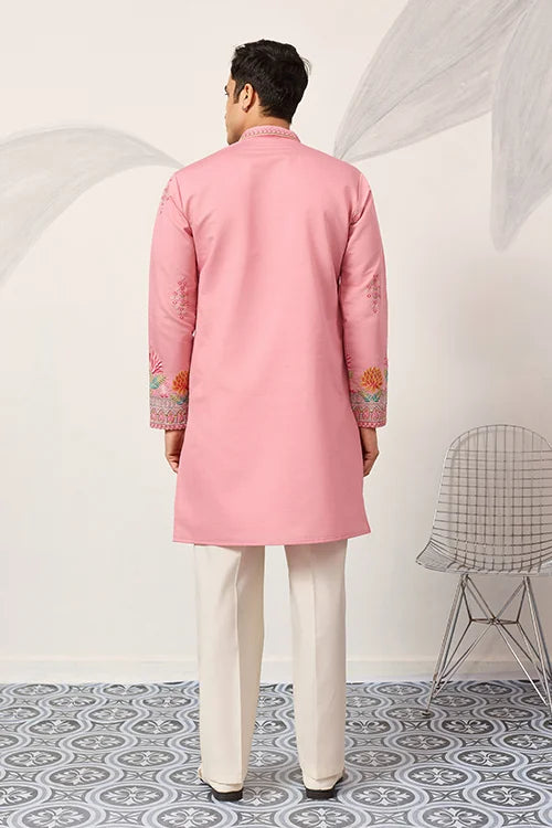 New Stylish Trendy Pink Color Kurta For Mens Wear