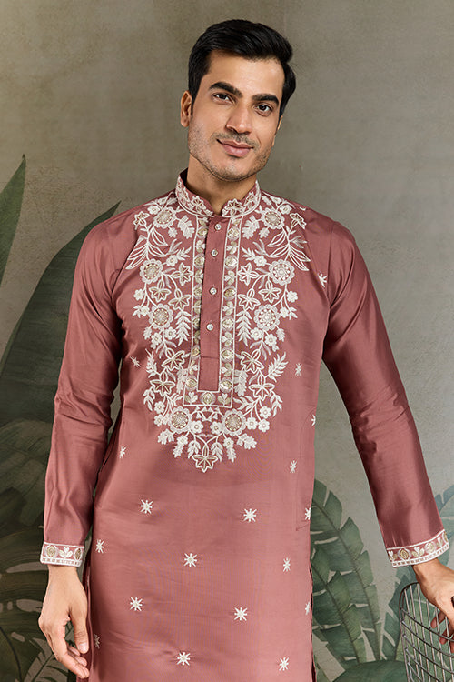 Cultural Wear Pastel Chocolate Kurta For Men