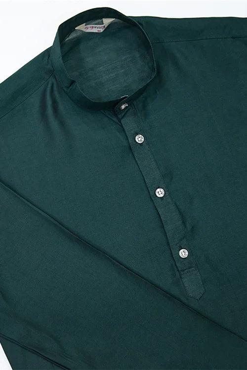 Designer And Stylish Green Men's Kurta Koti Set For Men