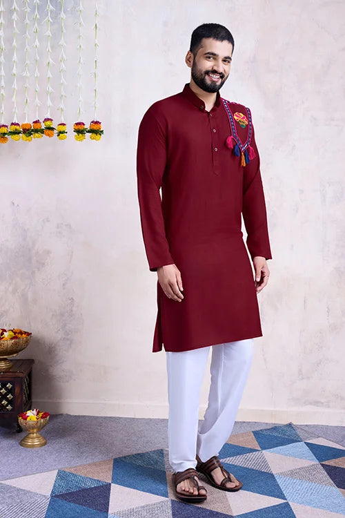 Maroon Color Navratri Special For Mens Wear Collection