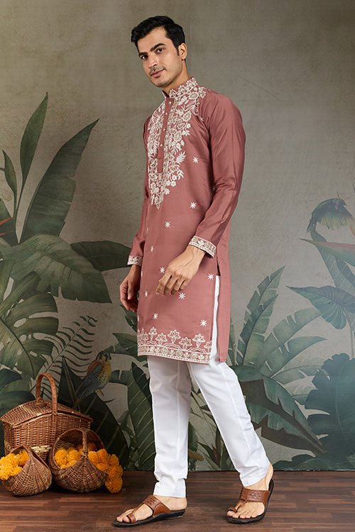 Cultural Wear Pastel Chocolate Kurta For Men