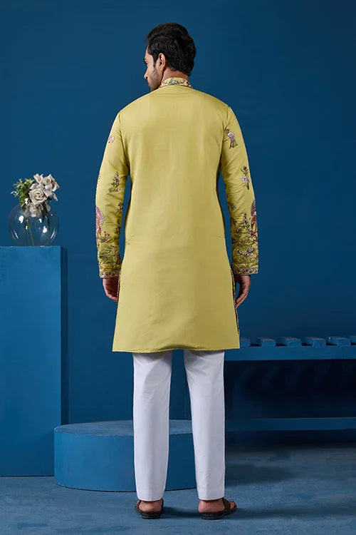 Haldi Special Yellow Outfit Kurta For Mens Wear Collection