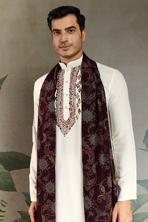 Royal White Mirror Kurta With Dupatta Set For Wedding Functions