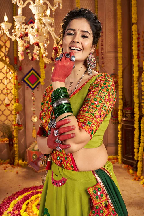 Flouracent Green Ready To Wear Chaniya Choli For Navratri