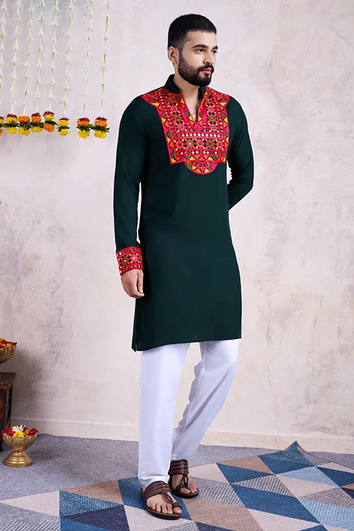 Green Navratri Special Men's Wear Kurta Collection