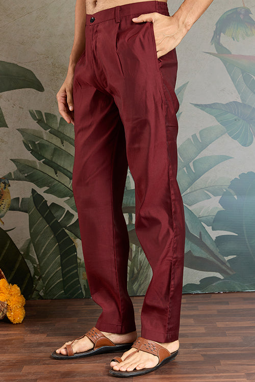 Wedding Special Maroon Jacket Style Kurta Pajama Full Set