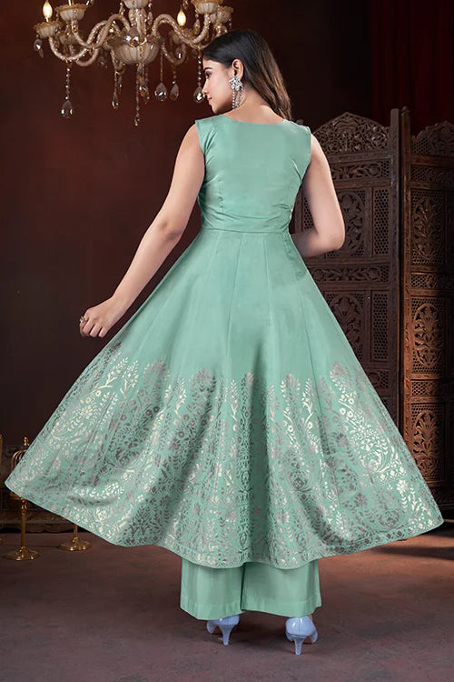 Pista Color Roman Silk Foil Printed Festival Salwar Suit