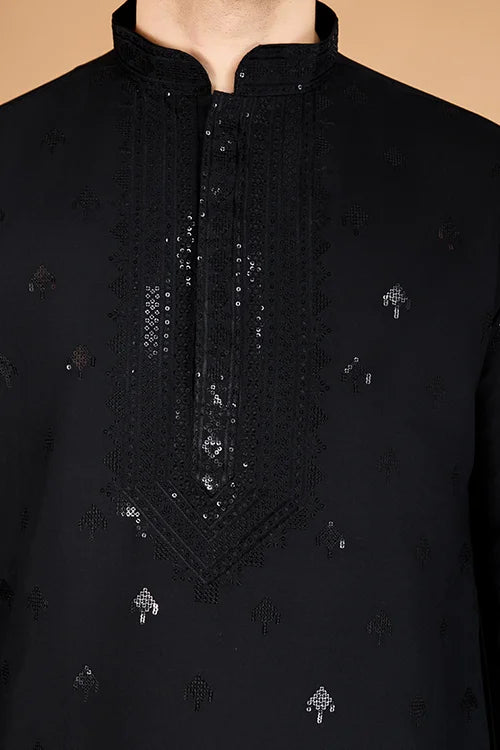 Black Viscose Silk Kurta Set – Stylish & Comfortable