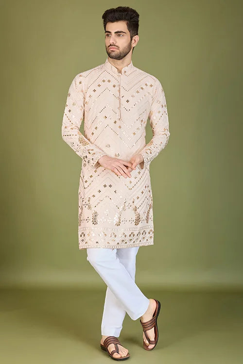 Stylish Ivery Silk Kurta For Special Occasions