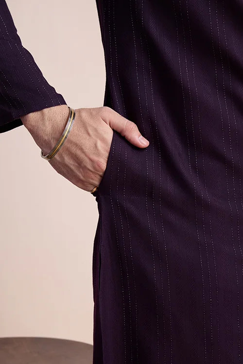 Purple Viscose Designer Kurta With Pant & Dupatta