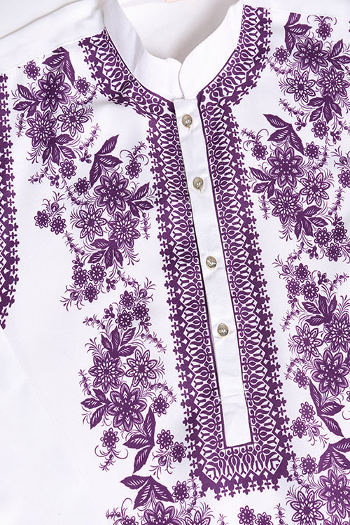 Purple Color Digital Printed Gents Kurta Pyjama