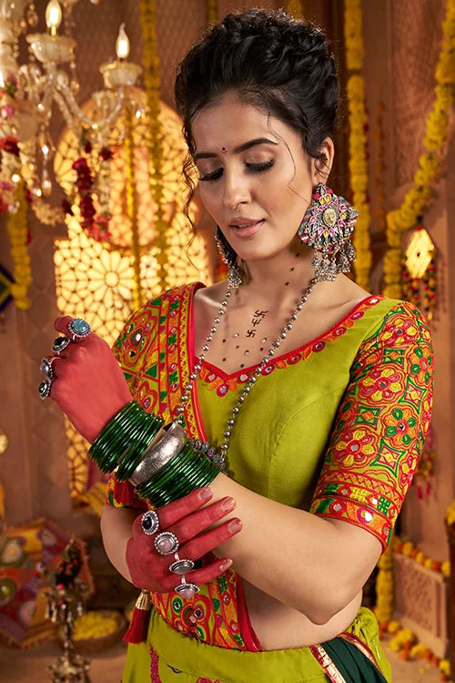 Flouracent Green Ready To Wear Chaniya Choli For Navratri