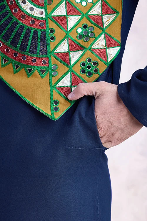 Navy Color Ready To Wear Traditional Kurta For Mens Wear