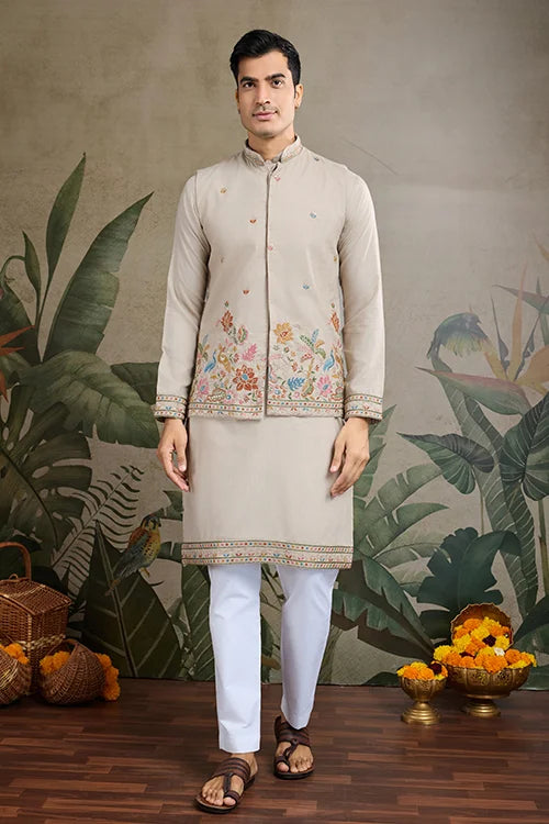 Stylish Ivery Men's Kurta Koti Set – Trendy & Elegant