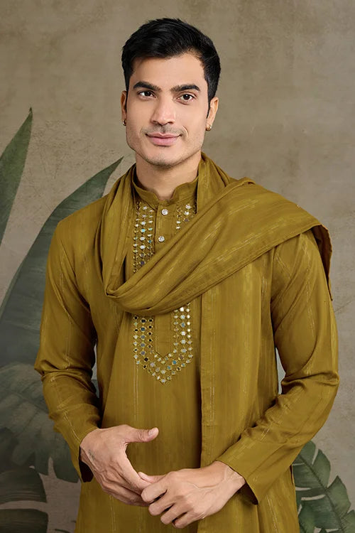 Elegant & Beautiful Rust Yellow Kurta With Dupatta – Stylish Look