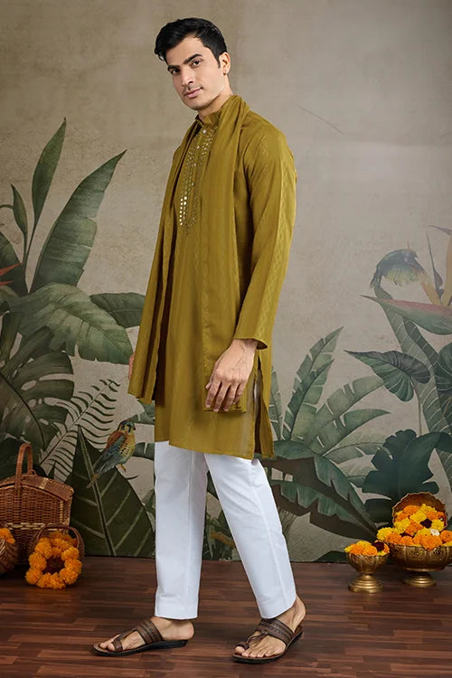 Elegant & Beautiful Rust Yellow Kurta With Dupatta – Stylish Look