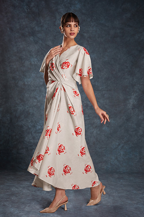 Trendy Butterfly Sleeve Printed Maxi Dress