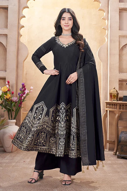 Ready To Wear Black Mirror Work Salwar Suit Collection