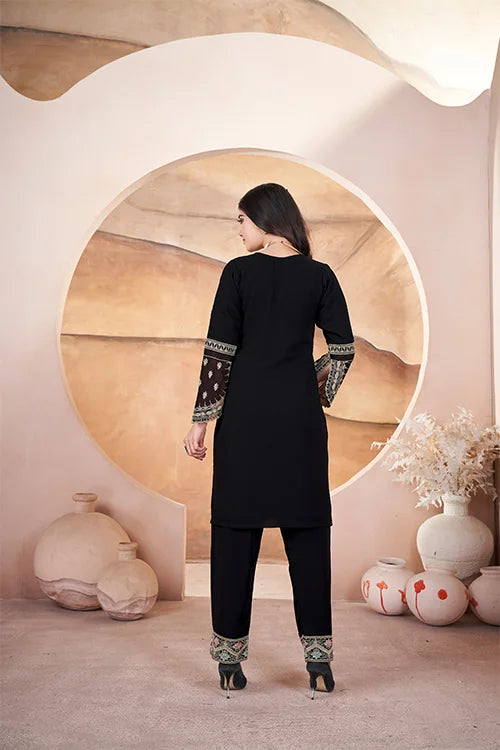 Black Color Embroidered Work Ready Made Pakistani Suits