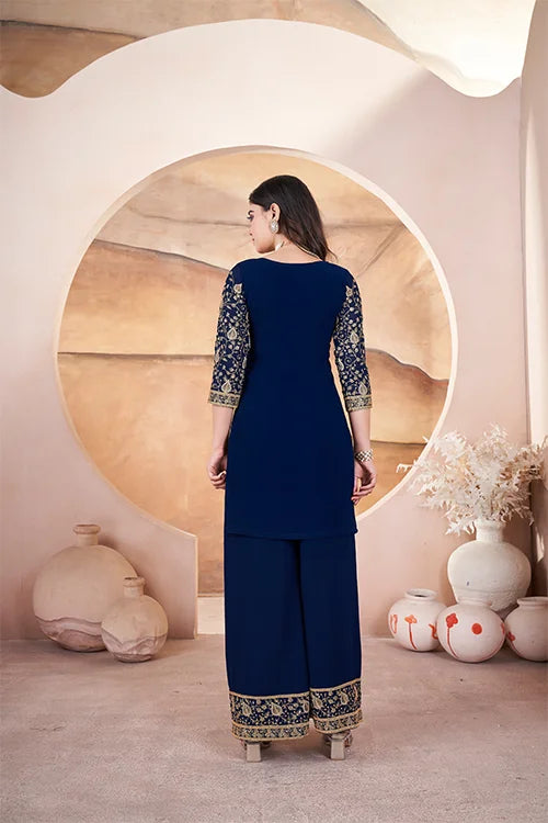 Blue Embroidered Women Wear Three Piece Pakistani Suit