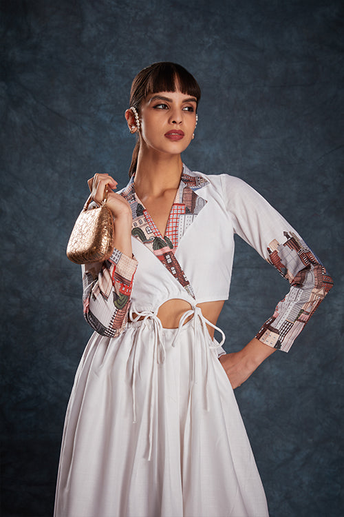 Classy White Linen Maxi Set