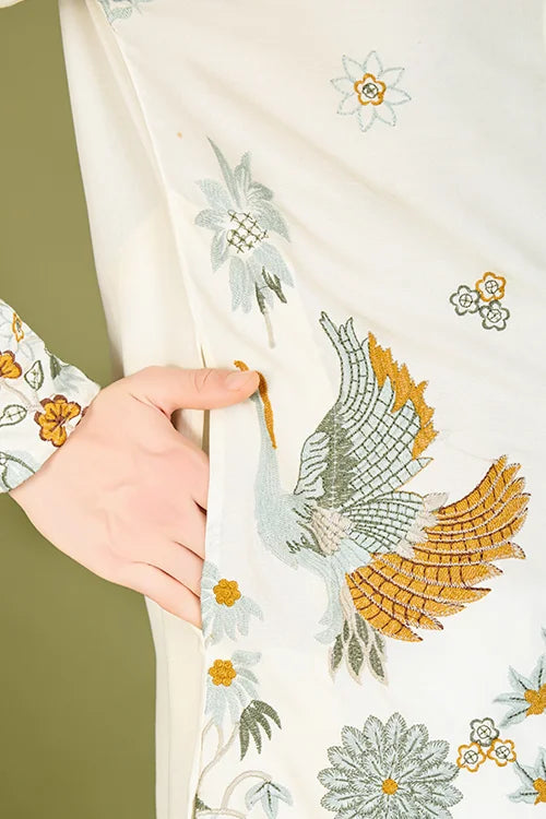 Designer White Sequence Embroidered Gents Kurta