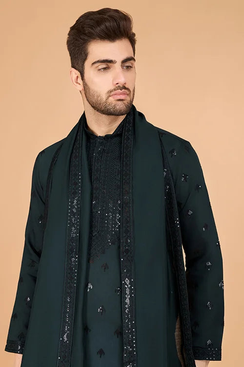 Green Designer Kurta For Men - Festive & Wedding