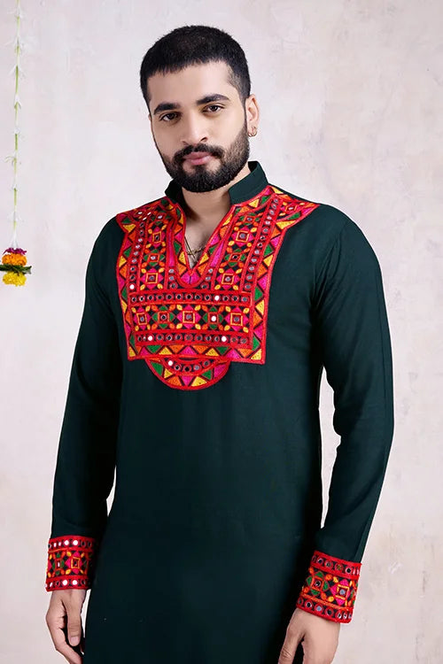 Green Navratri Special Men's Wear Kurta Collection