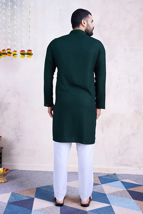 Green Color Festival Wear Men's Kurta Stylish Collection