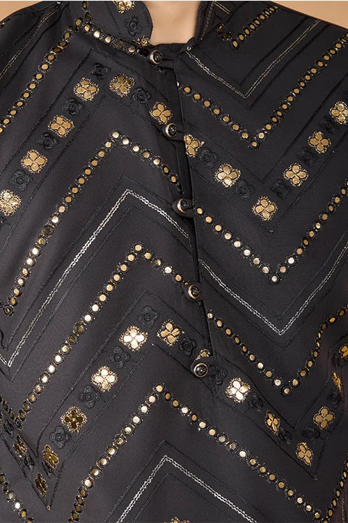 Traditional Cement Grey Silk Kurta With Thread Work