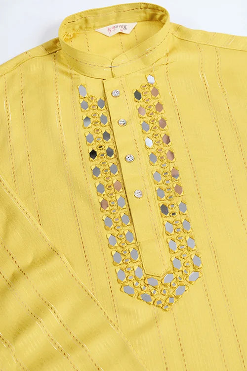 Stylish Look Perfect Haldi Yellow Color Men's Kurta with Dupatta