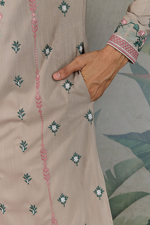 Ivory Embroidered Fancy Kurta For Men