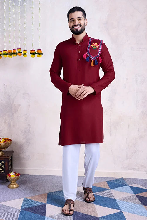 Maroon Color Navratri Special For Mens Wear Collection
