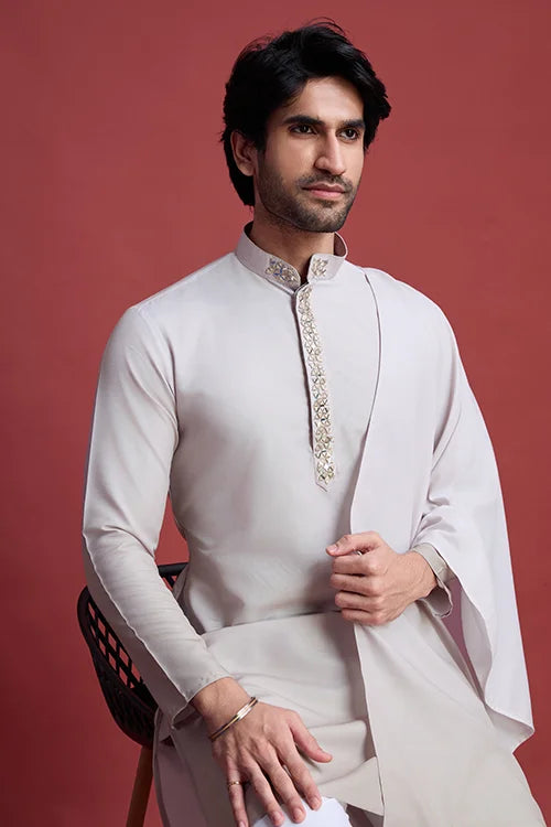Stylish Mirror Work Rayon Men's Kurta Set Online