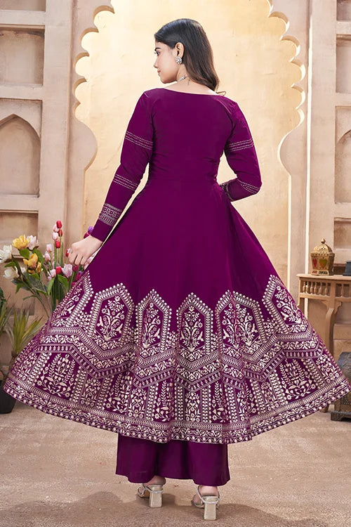 Purple Mirror Work Ready To Wear Salwar Suit Collection