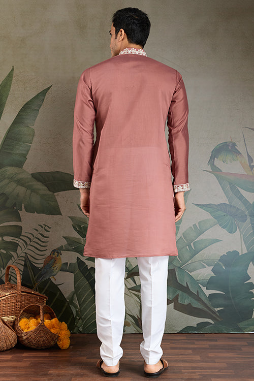 Cultural Wear Pastel Chocolate Kurta For Men