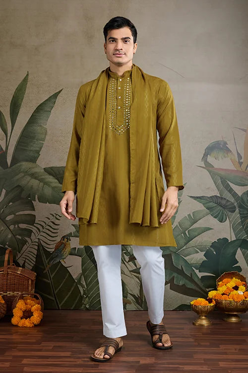 Elegant & Beautiful Rust Yellow Kurta With Dupatta – Stylish Look