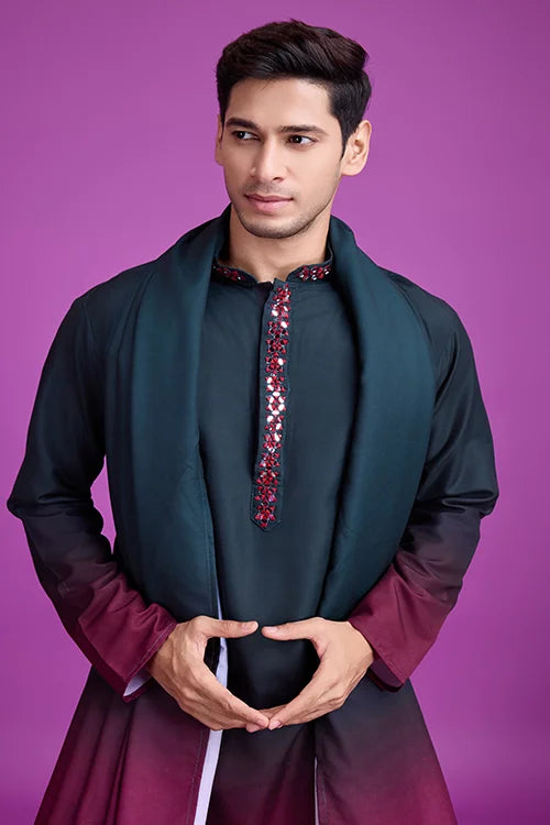 Traditional Kurta Dupatta Set Hand Mirror Work Perfection