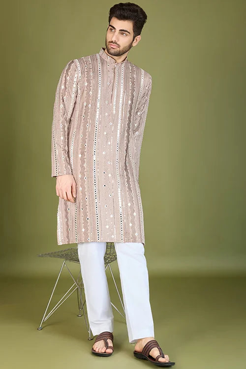 Stylish Wedding Wear Heavy Embroidered Mens Kurta