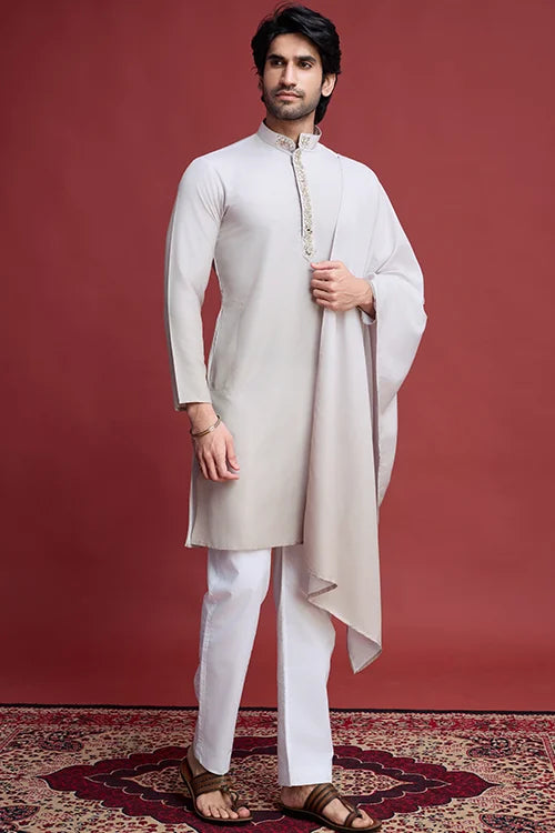 Stylish Mirror Work Rayon Men's Kurta Set Online